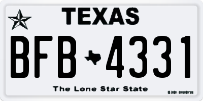 TX license plate BFB4331