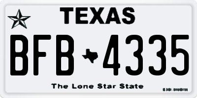 TX license plate BFB4335