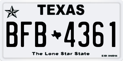 TX license plate BFB4361
