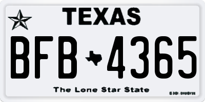 TX license plate BFB4365