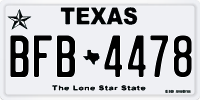 TX license plate BFB4478