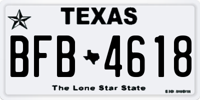 TX license plate BFB4618