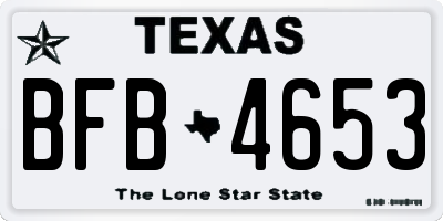 TX license plate BFB4653
