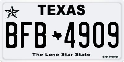TX license plate BFB4909