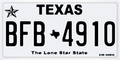 TX license plate BFB4910