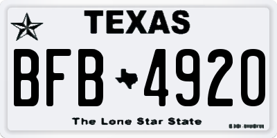 TX license plate BFB4920