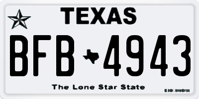 TX license plate BFB4943