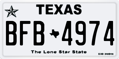 TX license plate BFB4974