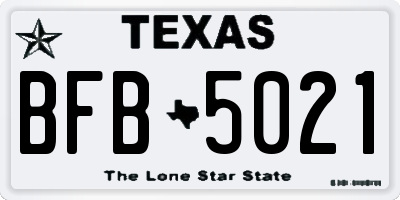 TX license plate BFB5021