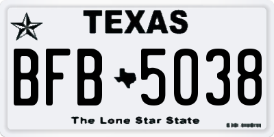 TX license plate BFB5038