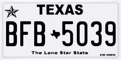 TX license plate BFB5039