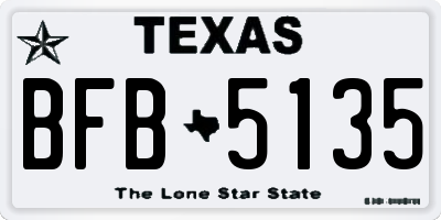 TX license plate BFB5135