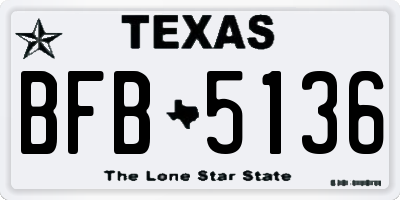 TX license plate BFB5136