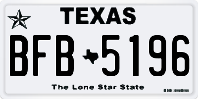 TX license plate BFB5196