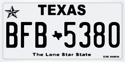 TX license plate BFB5380
