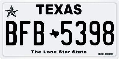 TX license plate BFB5398