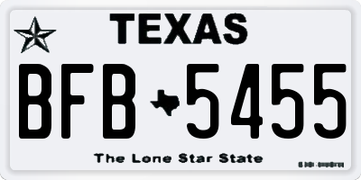 TX license plate BFB5455