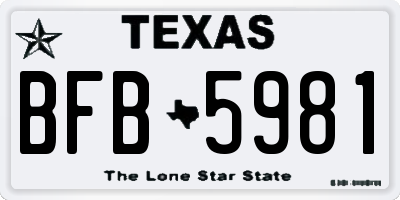TX license plate BFB5981