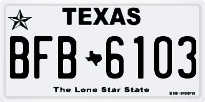 TX license plate BFB6103