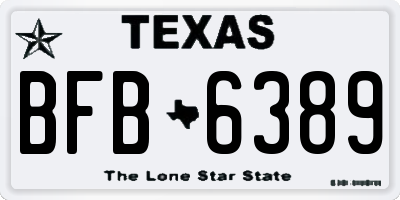 TX license plate BFB6389