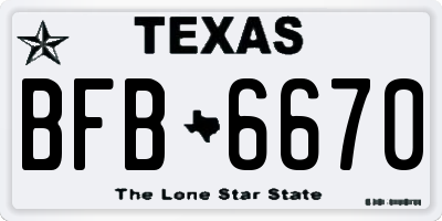 TX license plate BFB6670