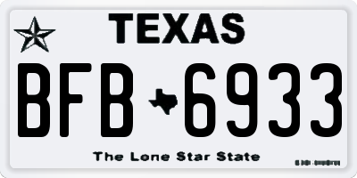 TX license plate BFB6933
