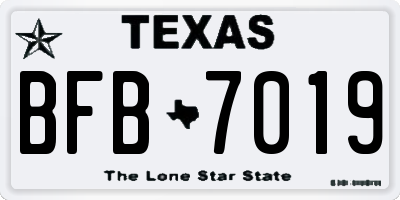 TX license plate BFB7019