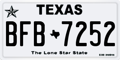 TX license plate BFB7252