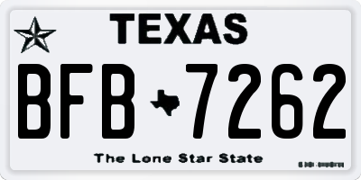 TX license plate BFB7262