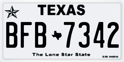 TX license plate BFB7342