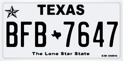 TX license plate BFB7647