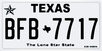 TX license plate BFB7717