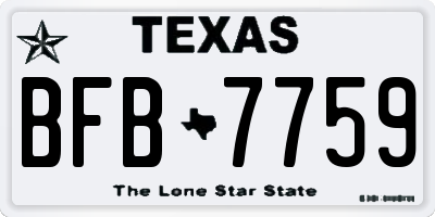 TX license plate BFB7759