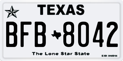 TX license plate BFB8042
