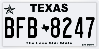 TX license plate BFB8247
