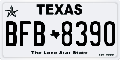 TX license plate BFB8390