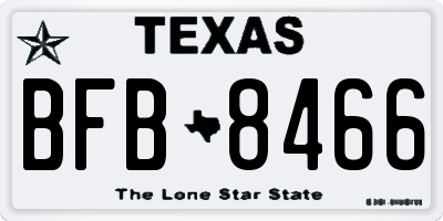 TX license plate BFB8466