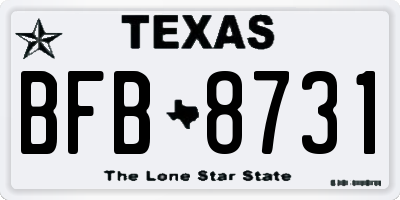 TX license plate BFB8731