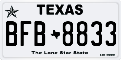 TX license plate BFB8833
