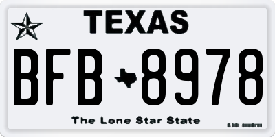 TX license plate BFB8978