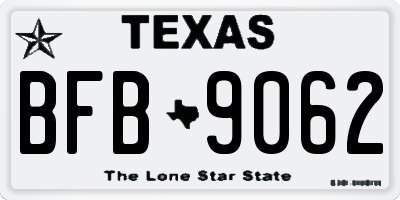 TX license plate BFB9062