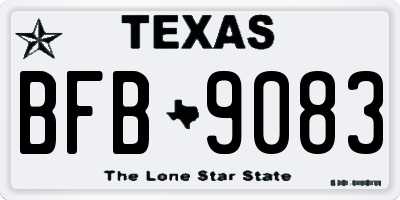 TX license plate BFB9083