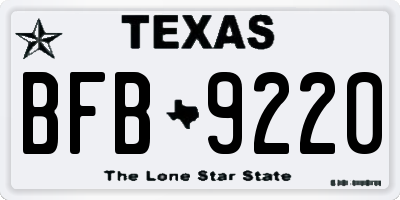TX license plate BFB9220