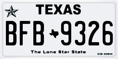 TX license plate BFB9326