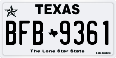 TX license plate BFB9361