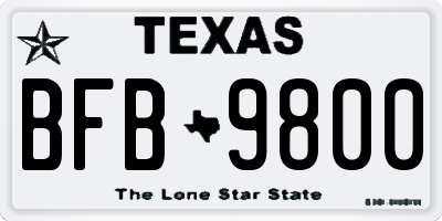 TX license plate BFB9800