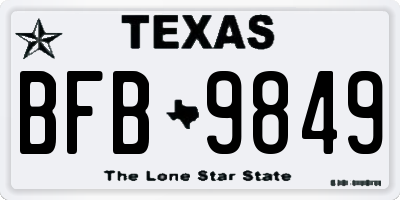 TX license plate BFB9849