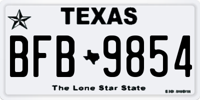 TX license plate BFB9854