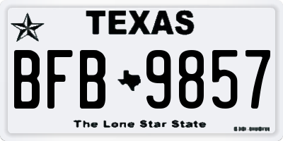 TX license plate BFB9857