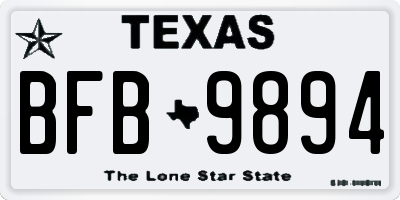 TX license plate BFB9894